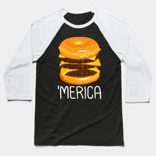 Merica Donut Cheeseburger Baseball T-Shirt